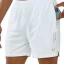 NORTHYARD Men's Athletic Gym Shorts Basketball 5" Tennis Workout Short Quick Dry Mesh Running with Zipper Pockets (White, M)