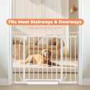 Baby Gate No Drilling, 29"-40" Auto Close Dog Gate Indoor for Doorways & Stairs, Pressure Mounted Adjustable Pet Gate, Easy Walk Through Child Gate for Children & Pets Stroller Friendly, White