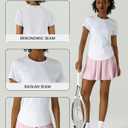 Workout Tops for Women Athletic Tops Short Sleeve Shirts-Cropped Slim Fit Gym Running Yoga T Shirts (White, S)