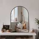 Arched Bathroom Mirror for Wall, 36" x 24" Black Metal Frame Vanity Mirror, HD Glass Over Sink for Bathroom, Entryway, Bedroom
