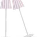 2 Pack Cordless Table Lamp, 5000mAh Portable Rechargeable LED Desk Lamp, 3 Color Modes Stepless Dimming Table Light with Memory Function, for Dinner, Patio, Home, Restaurant. (white-pink)