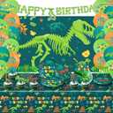 Dinosaur Birthday Decorations，Trex Party Decorations，Dinosaur Birthday Party Supplies，Set Include：Balloons,Backdrop,Banner, Cake Toppers，Plates And Napkins，Tableware, Tablecloth