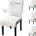 H.VERSAILTEX 100% Waterproof Dining Chair Covers Set of 4 Teddy Fleece Kitchen Chair Covers Parson Chair Slipcovers for Kitchen Dining Room, Natural White