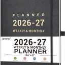 Planner 2026-2027 - 8.5" x 11" 2026-2027 Planner Weekly and Monthly, July 2026 - June 2027, Faux Leather Cover, Pen Holder, Pocket, 25 Notes Pages, A4 Premium Paper - Gray