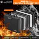 JUNDUN Fireproof Document Box with Lock & Shoulder Strap,Hard Shell Case Document Organizer with 13 Pockets Accordion File Organizer,Portable Home Office Travel Safe Storage for Files Laptop and More