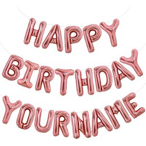 TONIFUL 65 Pcs 16 Inch Rose Gold Happy Birthday Balloons and 2 Sets A-Z Foil Letters Balloons DIY Personalized Phrase Banner for Birthday Celebration Halloween Thanksgiving Christmas Party Decor