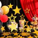60 Pcs Large Gold Star Cutouts Paper Decorations 3 Sizes 6" 9.8" 10.6" Double Printed Star Cardboard Wall Decor Confetti Cutouts for Graduation Classroom Wall Movie Night Bulletin Board Decor