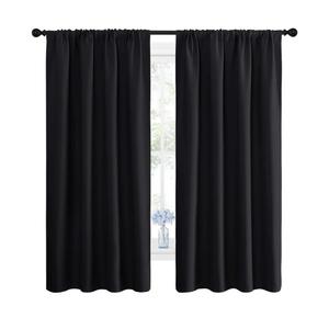 NICETOWN Black Blackout Curtain Blinds - Solid Thermal Insulated Window Treatment Blackout Drapes/Draperies for Bedroom (2 Panels, 42 inches Wide by 63 inches Long, Black)