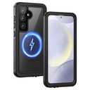 Lanhiem Magnetic for Samsung Galaxy S24 Phone Case, IP68 Waterproof Dustproof, Built-in Screen Protector, Rugged Full Body Shockproof Protective Cover for Galaxy S24 5G 6.2 Inch, Black