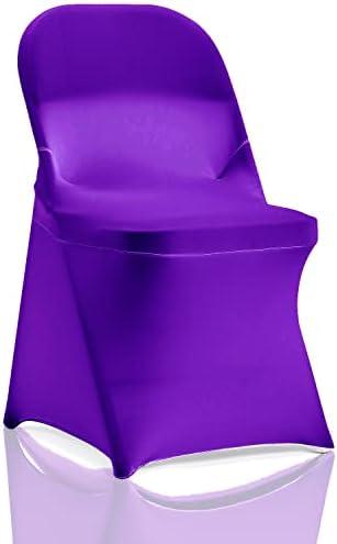 bricia  5PCS Purple Stretch Spandex Folding Chair Slipcovers, Dining Room Chair Covers Stretch Chair Slipcovers Protector for Wedding, Banquet, and Party
