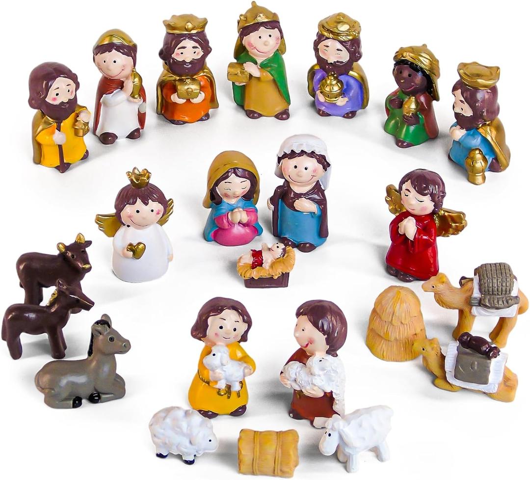 Nativity Set for Kids - Adorable Little People Nativity Scene with 23 Pieces, Little People Toys, Perfect for Christmas Story Play at Home, Sunday School