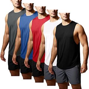GYM REVOLUTION 5 Pack Workout Sleeveless Shirts Muscle Gym Tank Tops for Men Black White Red Blue Dark Grey, XL