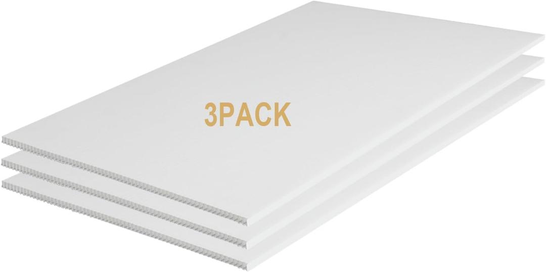 YDisplay 3Pack Poster Blank Board 2436 Corrugated Plastic Board 3/16 Inches Thick for School Projects,Craft,Art & Display,White