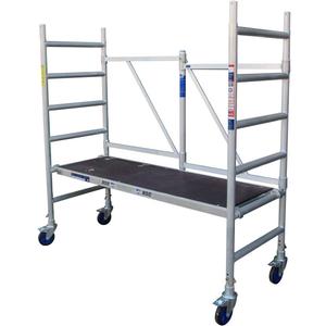 A-Line Aluminum Scaffold Basic | Folding Tower with Hatch | 500 lbs Load Capacity | 3'2" Platform Height - 9'8" Working Height | Multipurpose Scaffolding