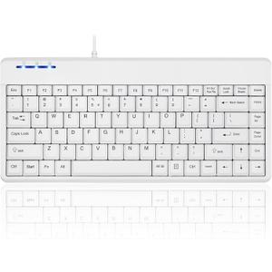 Perixx PERIBOARD-409WU US, Wired USB Mini Keyboard - White - US English