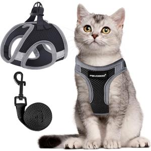 FAYOGOO Cat Harness and Leash Set for Walking Escape Proof, Kitten Adjustable Small Large Cat Lightweight Soft Vest Harness and Leash, M