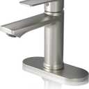 BELZ Brushed Nickel Bathroom Faucet, Modern Single Handle One Hole Bath Vanity Sink Faucet with Pop Up Drain and Deck Plate for 1 or 3 Holes