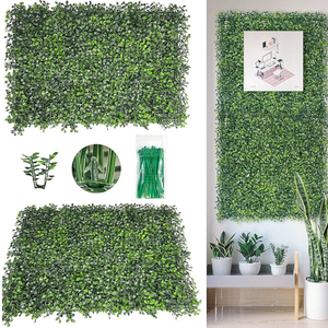 Bybeton Artificial Boxwood Panels,24"x 16" (24pc) 4-Layer Leaves UV-Anti Greenery Grass Wall Backdrop for Indoor Outdoor Privacy Protected and Garden, Balcony,Privacy Fence Screen Decor