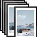 24x36 Picture Frame Set of 5, Black Poster Frame, Display Pictures 20 x 30 with Mat or 24 x 36 Without Mat for Horizontal or Vertical Wall Mounting, Wall Gallery Frame for Artwork