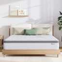 Novilla Queen Mattress, 12 Inch Hybrid Mattress Queen with Comfort Foam,Innerspring Pillow Top Mattresses in a Box, Pressure & Pain Relief, Soft Feel but Supportive (White & Grey)