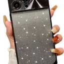 for iPhone 14 Pro Max Case Glitter Gradient,Luxury Sparkle & Clear Phone Case Bling Cute for Women Electroplate Full Lens Protection Reinforced Corners Shockproof Edge Protective Cover-Black