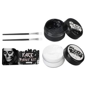 Halloween Black and White Face Body Paint Oil Based Face Painting Kit for Adult Large Capacity Facepaint for Cosplay Clown SFX Makeup Skeleton Vampire Special Effects Makeup
