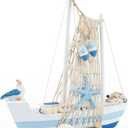 Mini Sailboat Model Decoration Wooden Sailing Boat Home Decor Set Nautical Decoration Sailing Boat Ornaments Sailboat Models for Bedroom Office Bathroom Desktop Decoration(Middle) (Blue2)