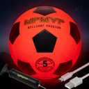 Glow in The Dark Soccer Ball - Water-Resistant, Official Size 5, Light Up with Every Kick, Includes Pump, Manual & Extra Batteries - Perfect Soccer Gifts for Kids and Teen Boys (Orange)