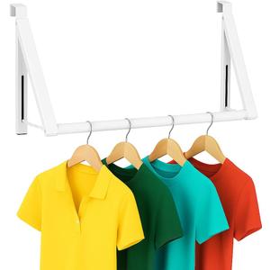 HOLDN STORAGE Over The Door Hanger Foldable - Over The Door Rack for Hanging Towels, Coats & Clothes - Over The Door Hanger Hooks for Bedroom, Washroom and Office. (Full Set: 1 Pack, White)