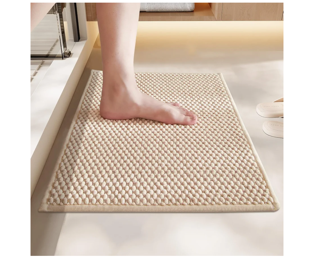 Bath Rug, Soft Absorbent Chenille, Rubber Backing Quick Dry Microfiber Mats, Machine Washable Rugs for Shower Floor, Bathroom Runner Bathmat Accessories Decor Khaki 24"*36"