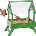 MIXXIDEA Ground Bird Feeder for Outdoors - Bird Feeder with shelter for Bird &Squirrel Wooden Chicken Picnic Table Platform Feeder Wild Bird Feed Crow Feeder for Outside with 5 LBS Capacity