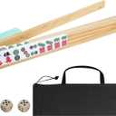 JARTEEK Mahjong Racks with Pushers Set of 4, AllinOne Tile Wooden Mahjong Racks 4 Strong Magnetism Attached Pushers, Dice & Storage Bags for American Mahjong Tile (Wood)