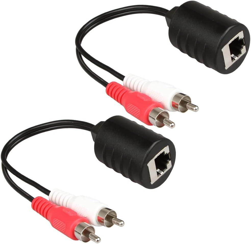 2Pack Stereo RCA to Stereo RCA Audio Signal Extender Over Cat5 (2X RCA to RJ45 Female)