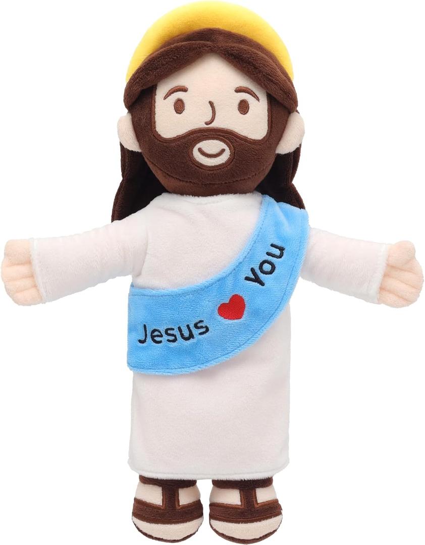 Jesus Plush Jesus Stuffed Doll Christian Religious Plushie Toy for Kids Christmas Easter 13" (13 inches tall, Blue)