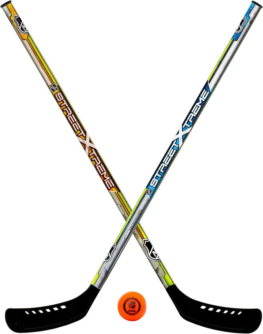 Franklin Sports NHL Kids Street Hockey Stick Set - Includes (2) Youth Street Hockey Sticks + (1) Outdoor Roller Hockey Ball - Perfect Hockey Starter Set for Kids, One Size