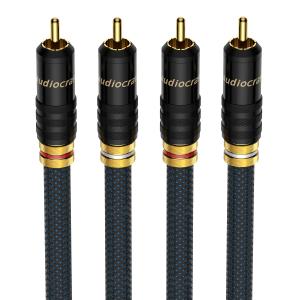 Viborg A10 RCA Cable 3.3FT/1M 2RCA to 2RCA Dual Male 24K Gold Plated Connectors Stereo Interconnect Shielded Digital & Analogue for CD Players, Amplifiers, AV Receivers, HiFi Systems
