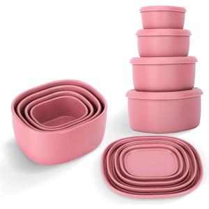 4Pcs Silicone Food Storage Containers with LidsBPA Free Reusable Silicone Storage Containers for Food Freezer Containers Freezer Dishwasher Safe (33.8oz, 20oz, 10oz, 6.7oz) (pink)