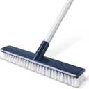 BOOMJOY Floor Scrub Brush with 57" Long Handle, 12" Wide Head, 2 in 1 Scrape and Brush, Stiff Bristle for Cleaning Bathroom, Patio, Kitchen, Tile, Wall and Deck