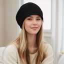 Knit Warm Beanies Hat for Women Knitting Skull Ladies Beanies Soft Ski Cap for Winter (Black)