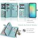 TwoHead for Samsung Galaxy S25 Plus Wallet Case with Card Holder, Detachable Magnetic Phone Case for S25 Plus, PU Leather All-Round Protective Phone Case Wallet with Wrist Strap, Blue