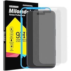 Milomdoi 3 Pack Matte Screen Protector for iPhone 17 Pro [Phone Case Friendly] Tempered Glass Accessories Film, Shatterproof No Bubble, Easy Installation with Mounting Frame for Apple( 3 pcs)