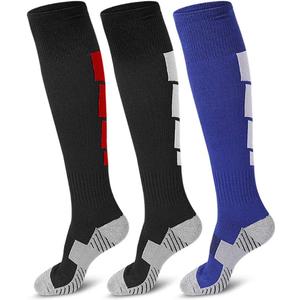 3 Pairs Soccer Socks, Sport Knee High Socks Calf Compression Athletic Socks for Mens and Women Running&Training Football Thickening Keep Warm Sock