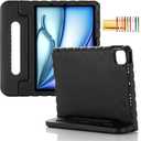 Kids Case for iPad Pro 11" M5/M4 & iPad Air 11" (2026/2025/2024) Shockproof Case with Pencil Holder, Techcircle Light EVA Foam Handle Stand Bumper Protective Child Friendly Drop Proof Cover, Black