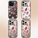 for iPhone Case - [6.6 ft Military-Grade Drop Protection] [Anti-Peel Technology] Clear Black TPU Bumper Case with Cute Design (Strawberry, iPhone 16 Pro)