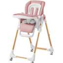 Mallify Convertible High Chairs for Babies and Toddlers, Height Adjustable Baby High Chair, High Chair with Removable Tray, Adjustable Backrest, Portable Baby Dinning Chair with Lockable Wheels