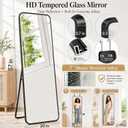 57x20" Full Length Mirror Floor Stand,Over the Door,Wall Mounted Black