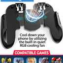 4 Trigger USB Mobile Game Controller with Cooling Fan Adjustable Stand for PUBG/Call of Duty/Fotnite [6 Finger Mode] GAMR+ L1R1 L2R2 Gaming Grip Gamepad
