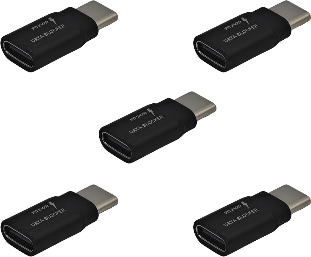 5 Pack USB c Data BlockerProtect Against Juice Jacking.USB Data Blocker Only for Charge, Support up to 240W PD Charging .Refuse Hacking Provide Safe Charging. 5 Pack USB c Data BlockerProtect Against Juice Jacking.USB Data Blocker Only for Charge, Support up to 240W PD Charging .Refuse Hacking Provide Safe Charging.