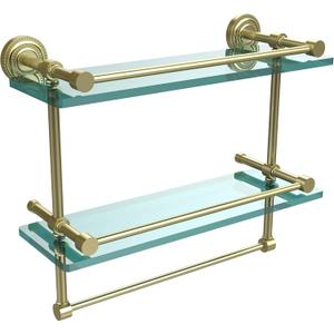 Allied Brass DT-2TB/16-GAL-SBR Dt 2 Tb Gal Dottingham Inch Gallery Double Towel Bar Glass Shelf, 16 Inch, Satin Brass