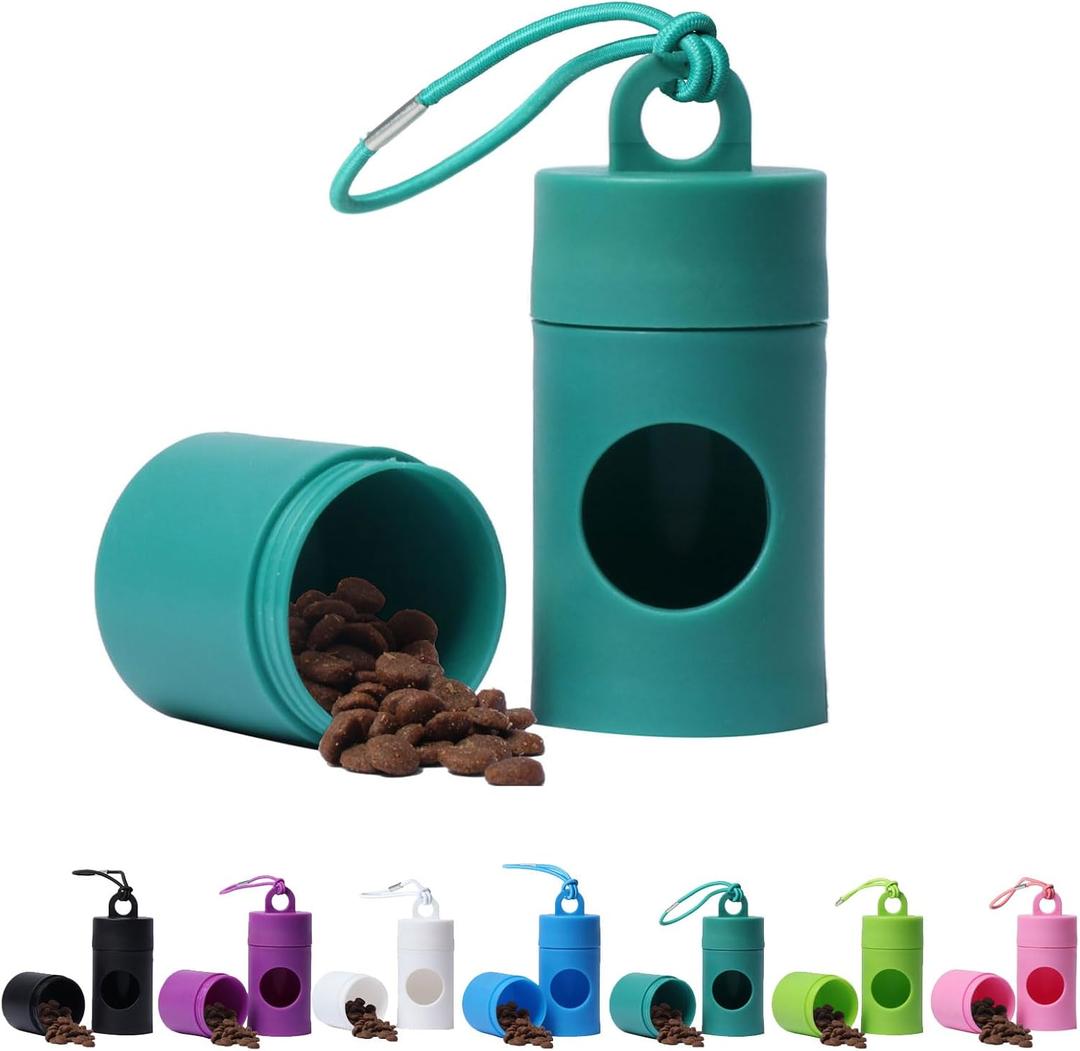10 x Dog poop bag holder-2 in 1 Dog Waste Bag holder Comes with pet snack box for Leash Lightweight Pet Waste Bag DispenserEquipped with nylon rope and buckle (Excluding dog waste bag)(Black Green)